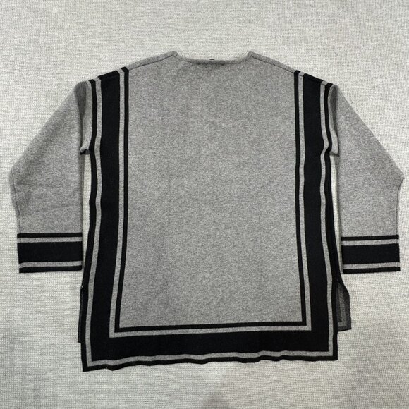 2 Sisters Sweater Womens S/M Dolman Split Hem Crew Neck Long Sleeve Black Gray - Picture 4 of 12